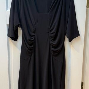 Last Tango black dress  with gathered sides and front with slip underneath